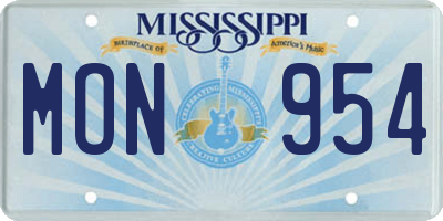 MS license plate MON954