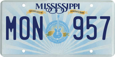 MS license plate MON957