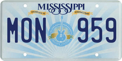 MS license plate MON959