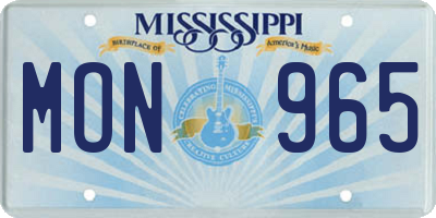 MS license plate MON965
