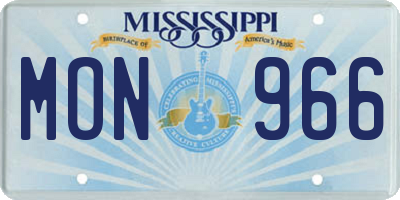 MS license plate MON966
