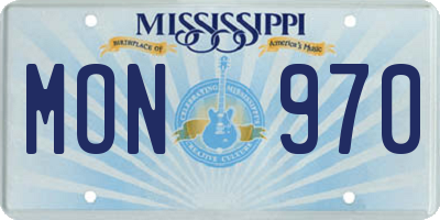 MS license plate MON970