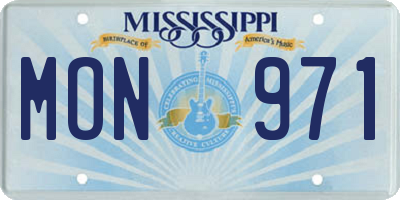 MS license plate MON971