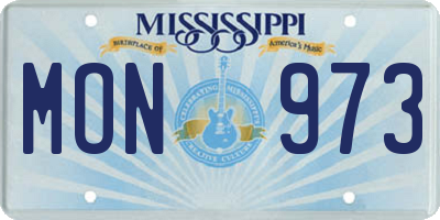 MS license plate MON973