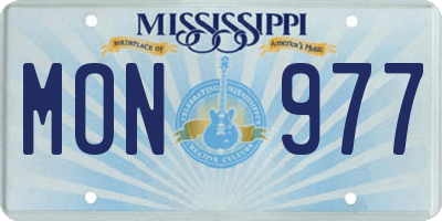 MS license plate MON977