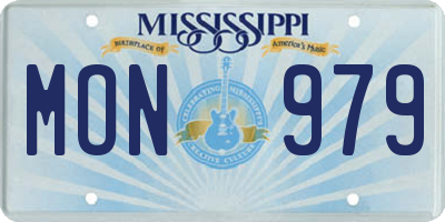 MS license plate MON979