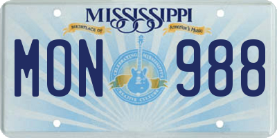 MS license plate MON988