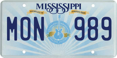 MS license plate MON989