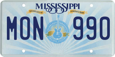 MS license plate MON990