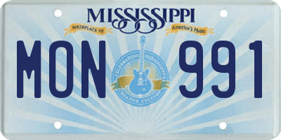 MS license plate MON991
