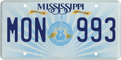 MS license plate MON993