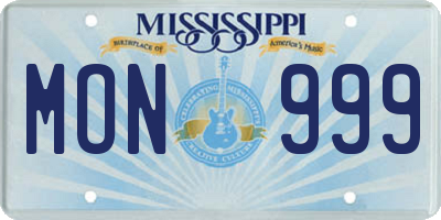MS license plate MON999