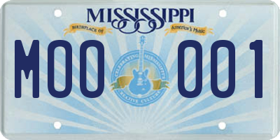MS license plate MOO001