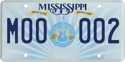 MS license plate MOO002