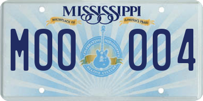MS license plate MOO004