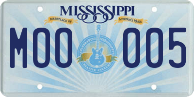 MS license plate MOO005