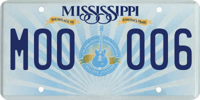 MS license plate MOO006