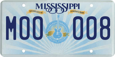 MS license plate MOO008