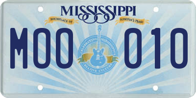 MS license plate MOO010