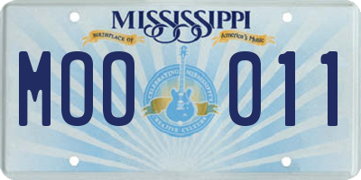 MS license plate MOO011