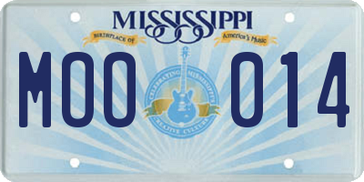 MS license plate MOO014