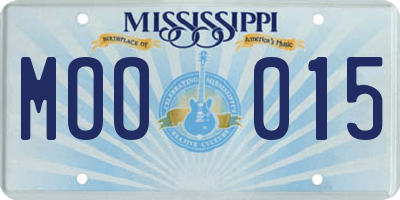 MS license plate MOO015