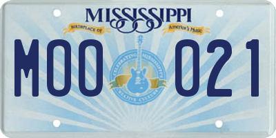 MS license plate MOO021