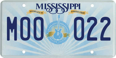 MS license plate MOO022