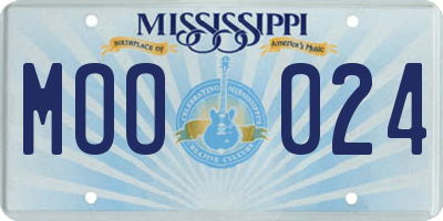 MS license plate MOO024