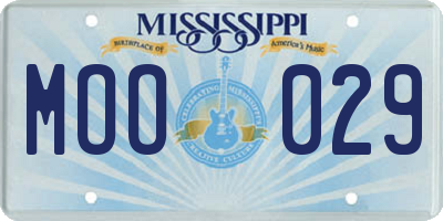 MS license plate MOO029