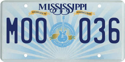 MS license plate MOO036