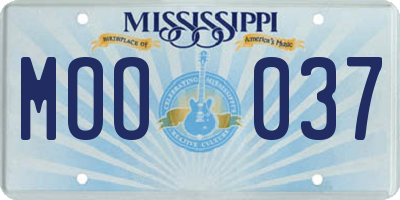MS license plate MOO037