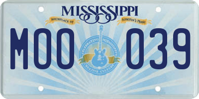 MS license plate MOO039