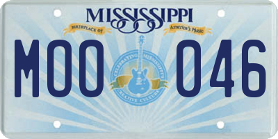 MS license plate MOO046