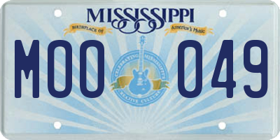 MS license plate MOO049