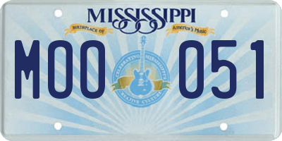 MS license plate MOO051