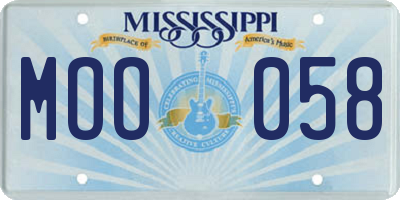 MS license plate MOO058