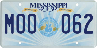MS license plate MOO062