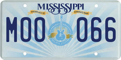 MS license plate MOO066