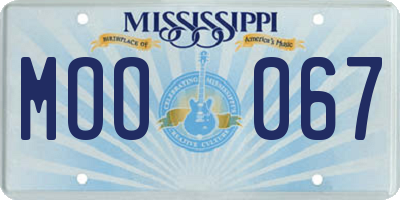 MS license plate MOO067