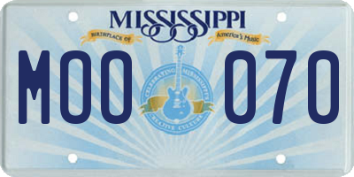 MS license plate MOO070