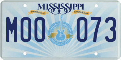 MS license plate MOO073