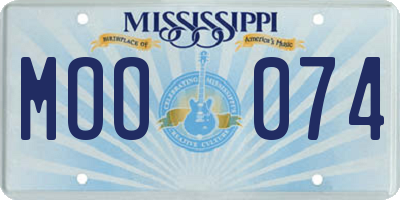 MS license plate MOO074