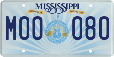 MS license plate MOO080