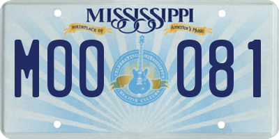 MS license plate MOO081