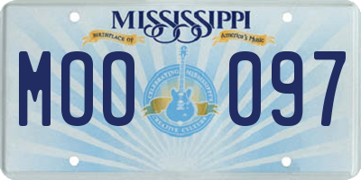 MS license plate MOO097