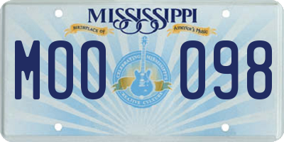MS license plate MOO098