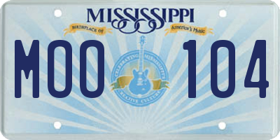 MS license plate MOO104
