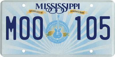 MS license plate MOO105