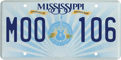 MS license plate MOO106